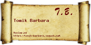 Tomik Barbara névjegykártya